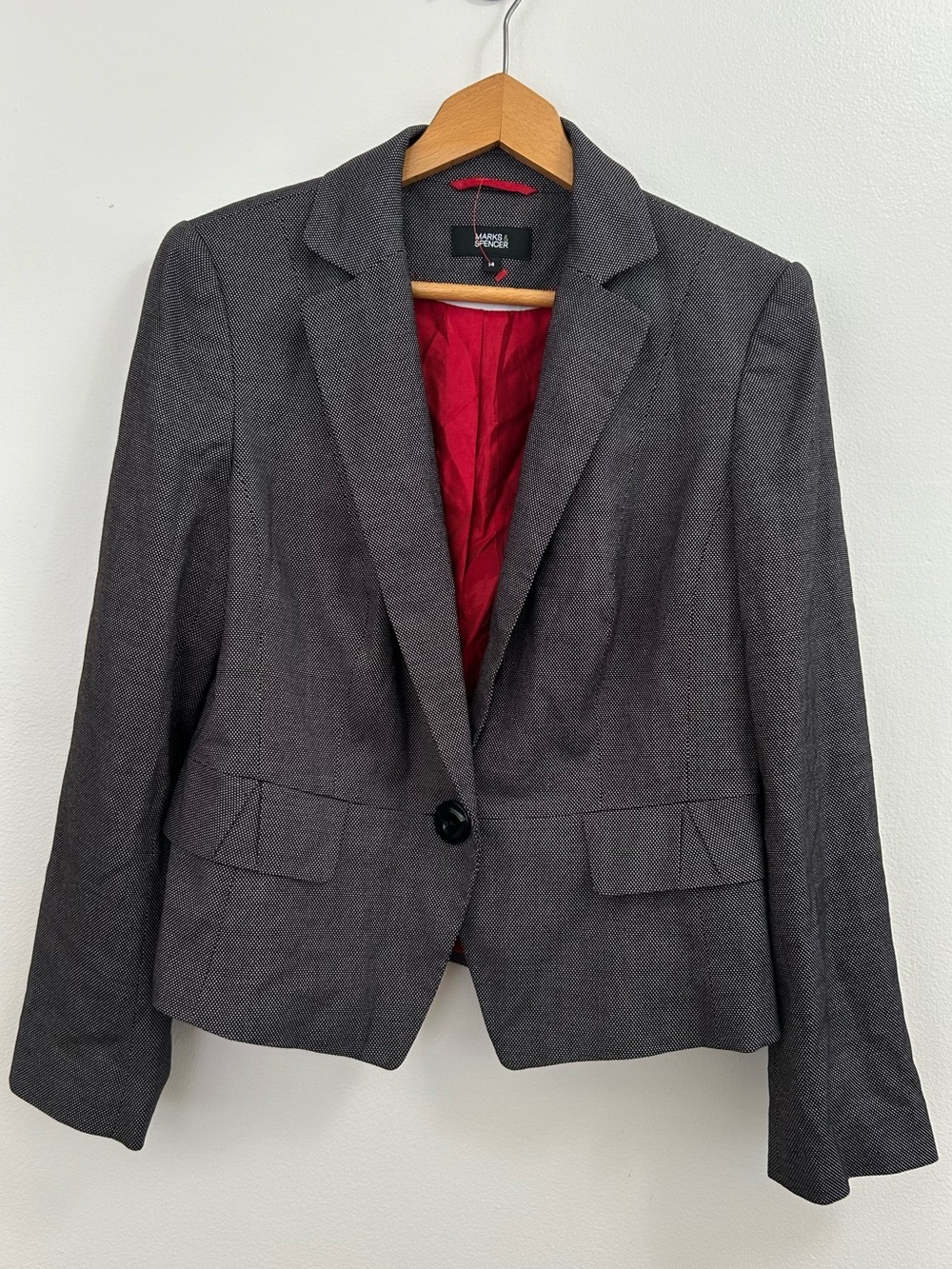 Marks & Spencer Dark Gray Tailored Blazer with Red Lining